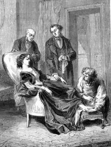 An etching depicting Hannah Greener's death
